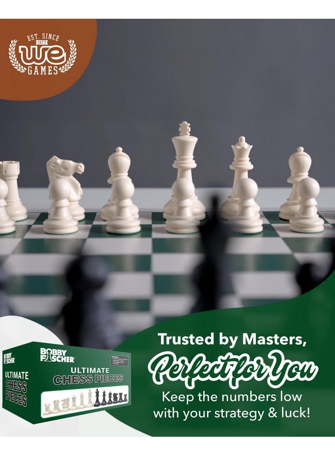 WE Games مجموعة قطع الشطرنج النهائية لبوبى فيشر من WE Games، مجموعة شطرنج بلاستيكية ستاونتون للبطولات - ملكات إضافية، وزن ثلاثي - Image 3