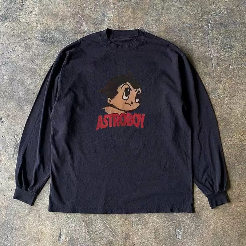 Make money and do charity, three needles 310 pure cotton double yarn! Upward hero opaque American couple long-sleeved T-shirt for men - Image 2