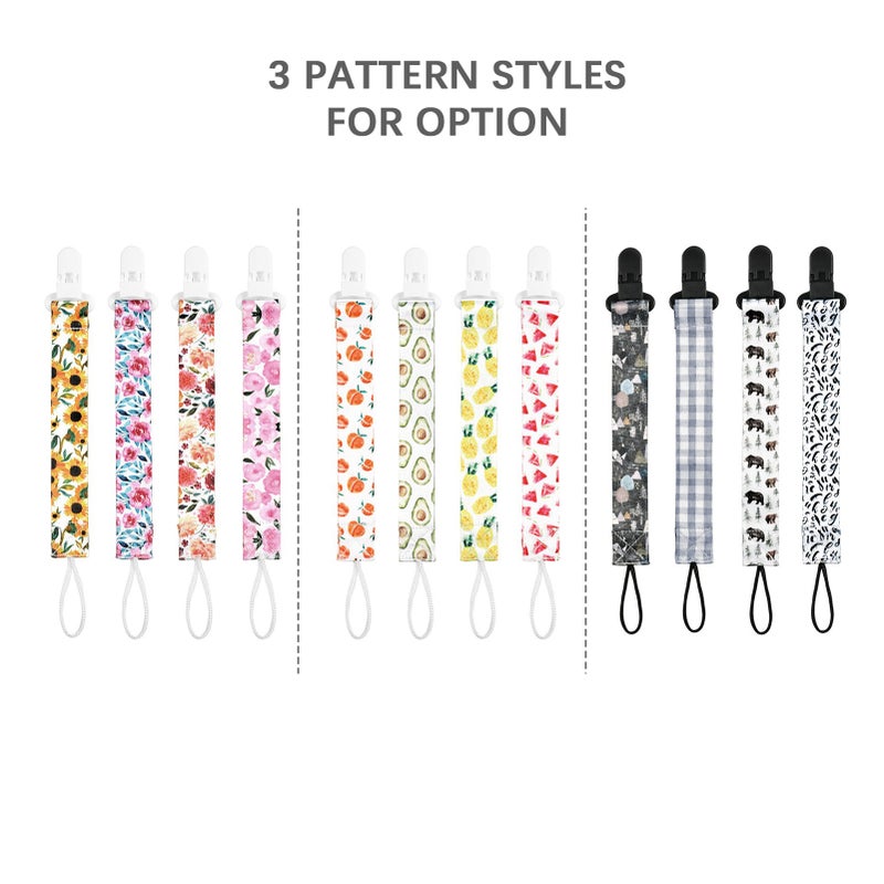 4pcs/pack Baby Pacifier Clip Pacifier Holders Washable with Beautiful Patterns for Baby Boys Girls - Image 3