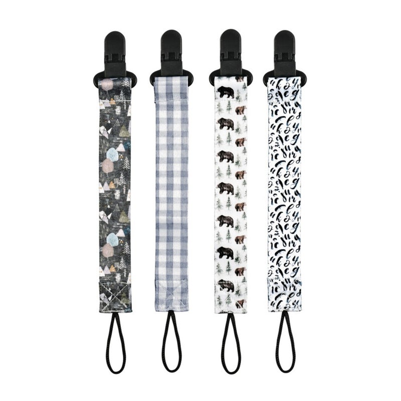 4pcs/pack Baby Pacifier Clip Pacifier Holders Washable with Beautiful Patterns for Baby Boys Girls - Image 1