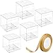JOERSH 3x3x3 Inches Clear Favor Boxes for with Gold Gift Ribbons 30 PCS Transparent Plastic 3 Inch Mini Cube Gift Packaging Box for Party favors Treats and Minigifts - Image 1