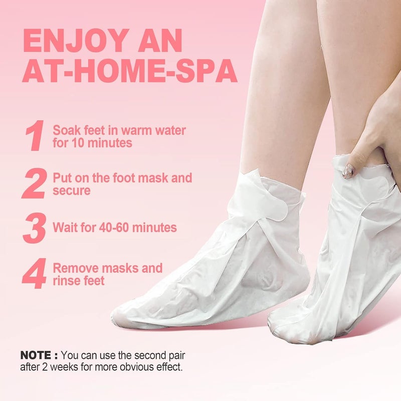 JVR Foot Peel Mask - 3 Pairs - Exfoliating Peeling Callus Remover, Repairs Cracked Heels & Dead, Dry Skin, for Smoother and Softer Feet (Rose) - Image 5