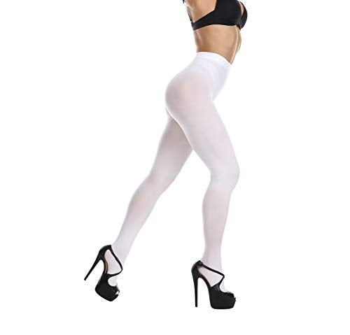 Frola Women's 80 Denier Soft Semi Opaque Solid Color Footed Pantyhose Tights((Small-Medium,White) - Image 5