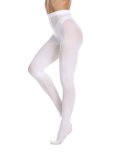 Frola Women's 80 Denier Soft Semi Opaque Solid Color Footed Pantyhose Tights((Small-Medium,White) - Image 2