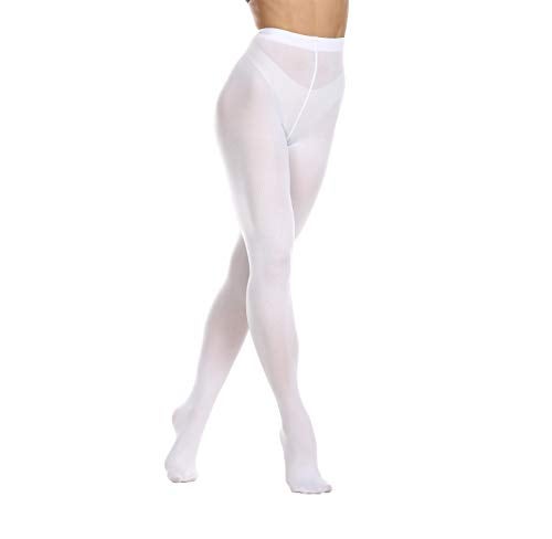 Frola Women's 80 Denier Soft Semi Opaque Solid Color Footed Pantyhose Tights((Small-Medium,White) - Image 3