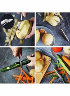 Excefore Peeler Grater, Stainless Steel Potato Cucumber Carrot Grater Peeler Vegetables Fruit Double Planing Grater Kitchen Easy-grip Handheld Multifunctional for Potato Carrot Apple Citrus, 2pcs  - Image 5