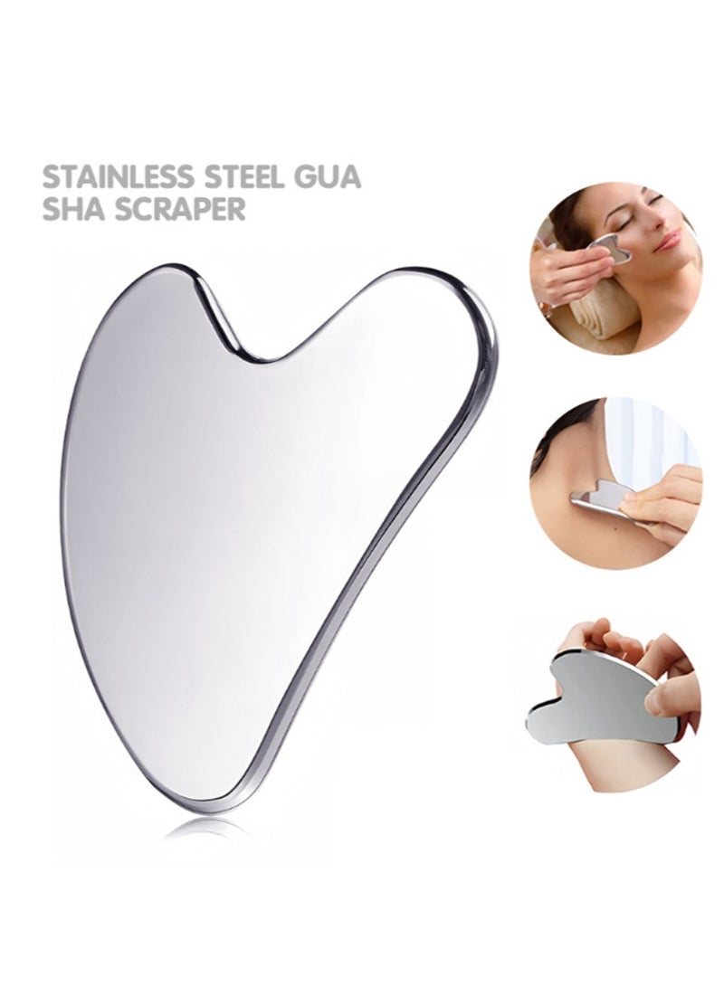 Generic Stainless Steel Scraping Facial Tools Scraping Facial Metal Scraping Firming Skin Massage Scraping Beauty Tools Suitable For Body Spa Eye And Neck Massagers With Travel Bags Skin Care Gifts Silver  - Image 1