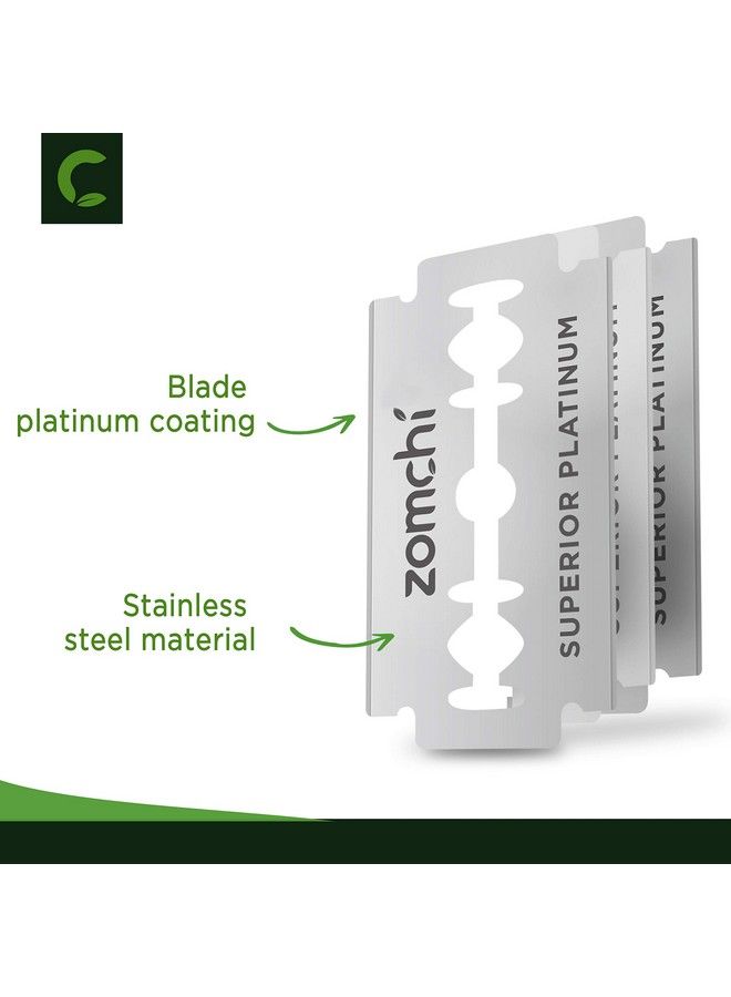 zomchi Double Edge Razor Blades 50 Counts Safety Razor Blades For Shaving Platinum Stainless Steel Shaving Blades For Men And Women Fits All Standard Double Edge Razors - Image 4