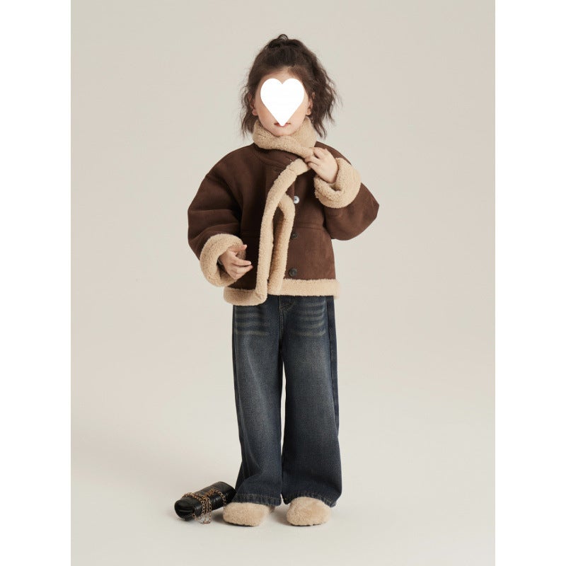 Girls' Winter Clothing Thick Leather Clothing 2023 New Children'S Clothing Large Children'S Fur Suede Coat - Image 3
