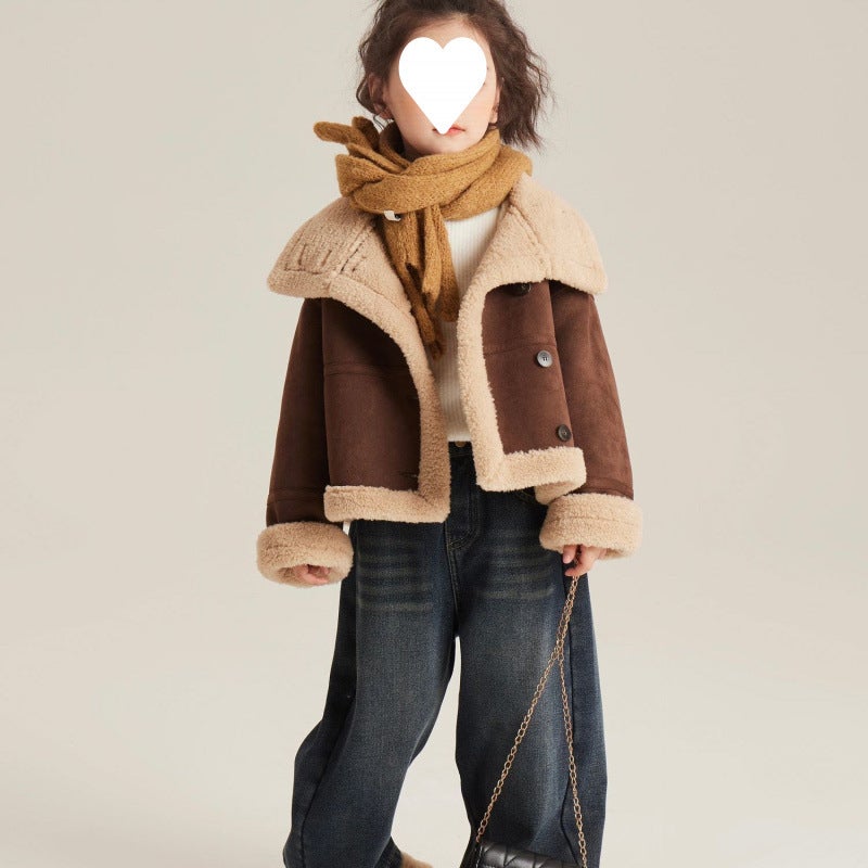 Girls' Winter Clothing Thick Leather Clothing 2023 New Children'S Clothing Large Children'S Fur Suede Coat - Image 1
