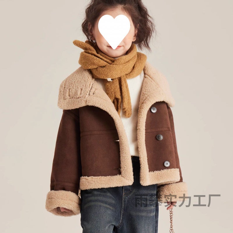 Girls' Winter Clothing Thick Leather Clothing 2023 New Children'S Clothing Large Children'S Fur Suede Coat - Image 2