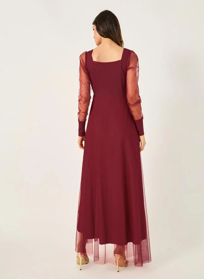 Styli Mesh Sleeve Maxi Dress