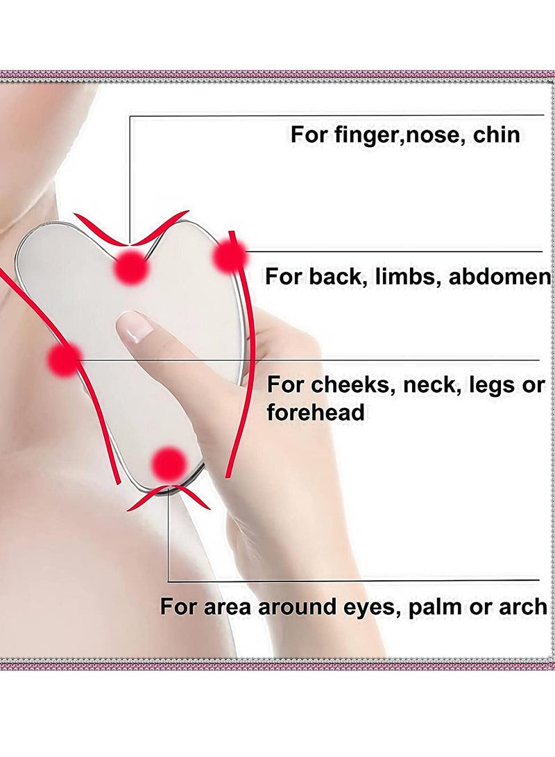 إسكدنيا Smooth Stainless Steel Gua Sha Scraper Massage Tool for Face Leg Back Neck Full Body Muscle Relaxation Anti Cellulite - Image 4