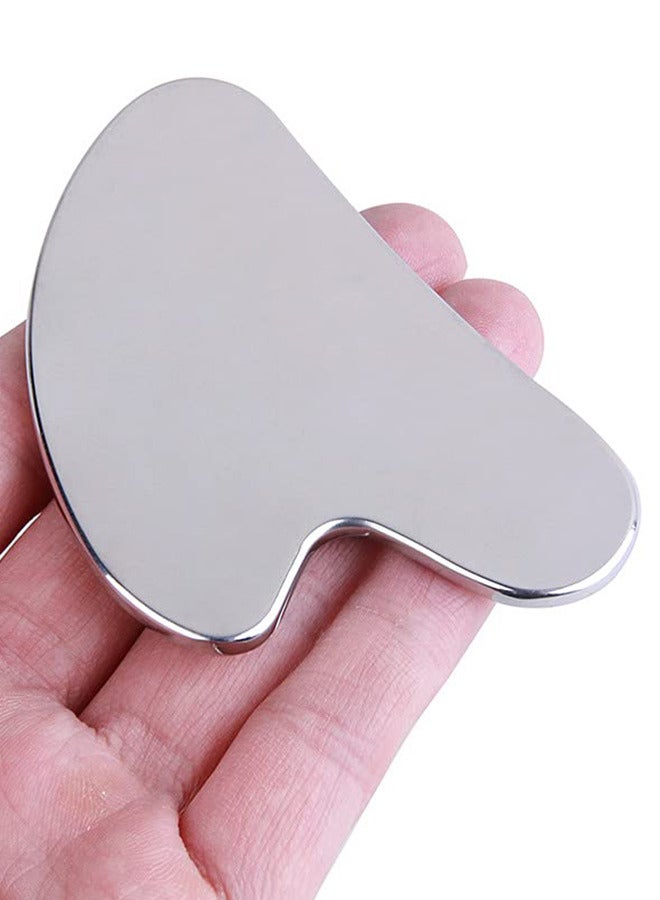 إسكدنيا Smooth Stainless Steel Gua Sha Scraper Massage Tool for Face Leg Back Neck Full Body Muscle Relaxation Anti Cellulite - Image 2
