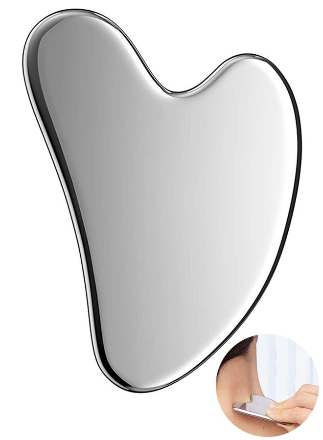إسكدنيا Smooth Stainless Steel Gua Sha Scraper Massage Tool for Face Leg Back Neck Full Body Muscle Relaxation Anti Cellulite - Image 1