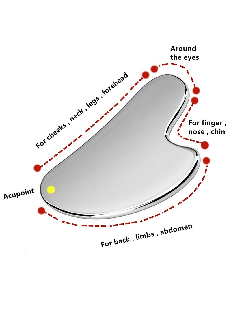 إسكدنيا Smooth Stainless Steel Gua Sha Scraper Massage Tool for Face Leg Back Neck Full Body Muscle Relaxation Anti Cellulite - Image 3