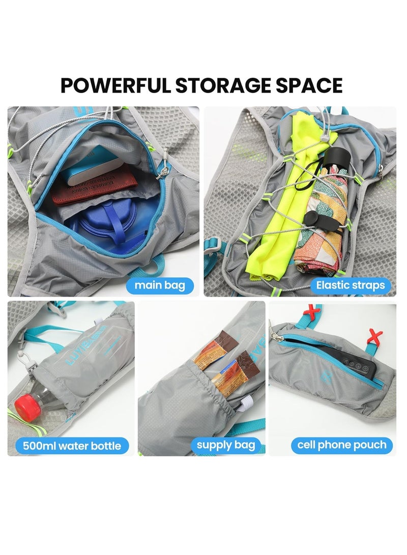 Generic Running Hydration Vest, Lightweight Insulated Backpack for Marathon, Hiking, Cycling Gray  - Image 4