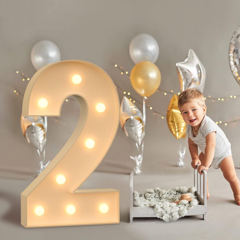 imprsv Marquee Numbers 4FT Light Up Numbers for 2nd Party Birthday Decorations Mosaic Numbers for Balloons Large Cardboard Numbers Number Two Balloon Frame Number Blocks Birthday Decoration