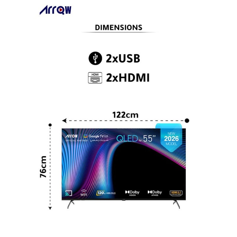 55'' QLED 4K Google TV for living room, black metal frame, 120Hz DLG with Dolby Vision Atmos, 3840×2160 resolution, pre-installed Netflix/Prime Video/YouTube - Image 4