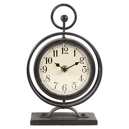 JUMBO HUMBLE Small Vintage Metal Desk Clock, Decorative Table Clock for Living Room, Silent Mantel Clocks Farmhouse Shelf Decor Battery Operated, 9.5" Black - Image 1