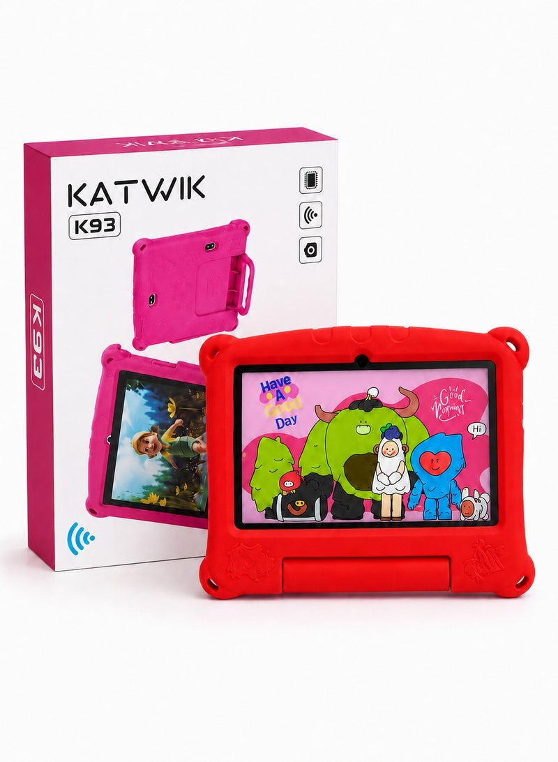 KATWIK K93 Kids Tablet 7-Inch WiFi Model With Protective Rubber Case, 13MP Rear Camera, AI Lens Flash, Type-C Charging, Learning & Entertainment Tablet For Kids - Image 1