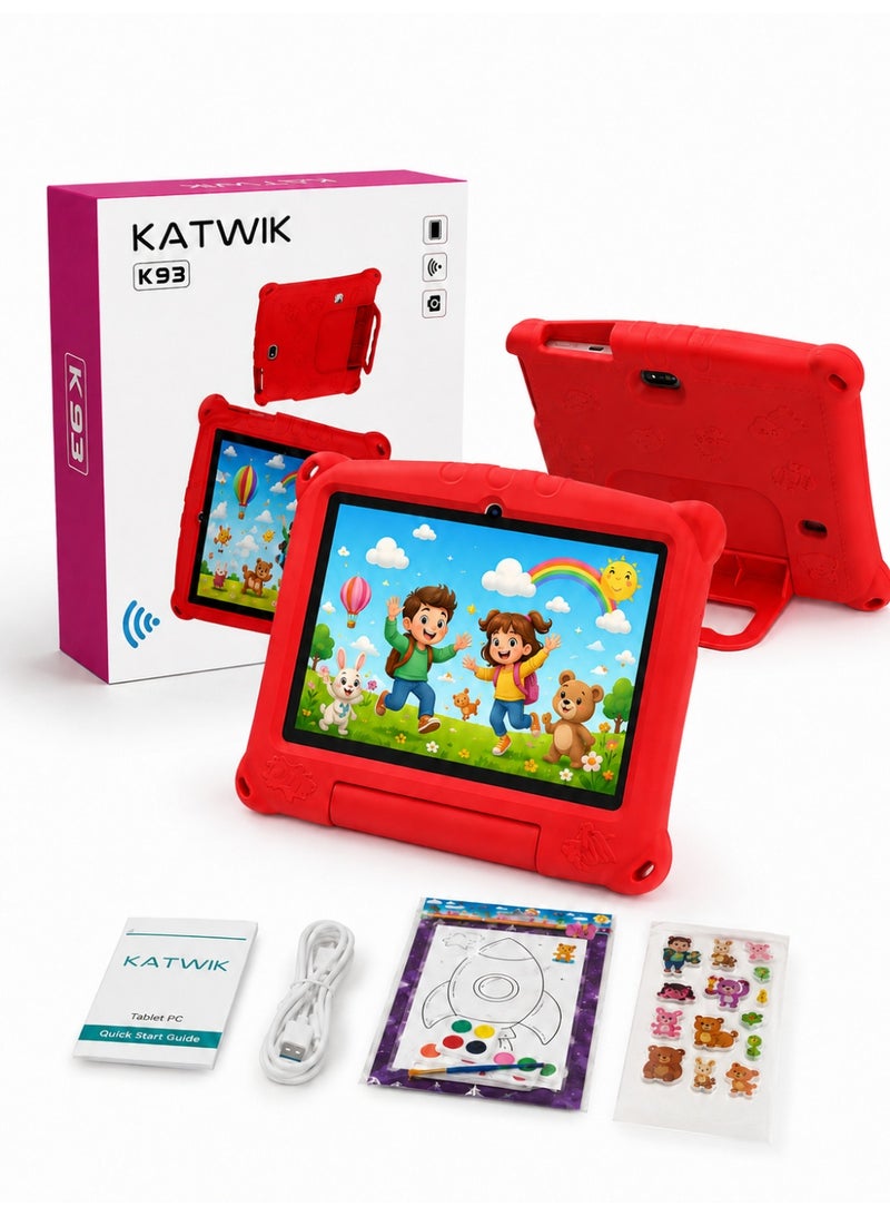 KATWIK K93 Kids Tablet 7-Inch WiFi Model With Protective Rubber Case, 13MP Rear Camera, AI Lens Flash, Type-C Charging, Learning & Entertainment Tablet For Kids - Image 2