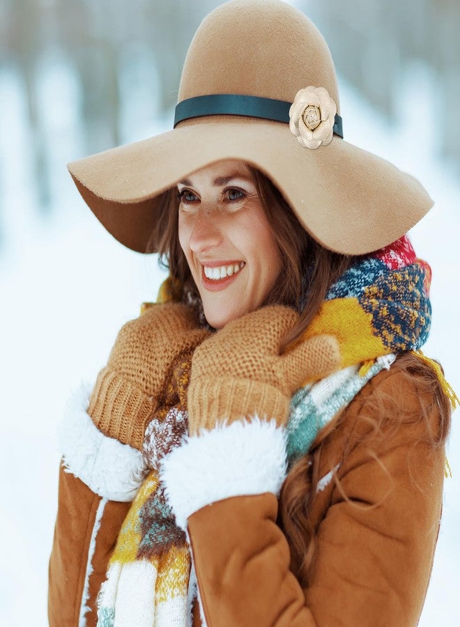 PATIKIL Flower Hair Clips, 2 Pack Camellia Hairpin Floral Brooches Pin Handmade Leather Flower Brooch for Lady Bridal Women Hat Dress Shirt, Beige - Image 5