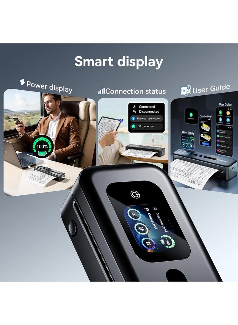 فوميمو طابعة محمولة مُحسّنة بشاشة تعمل باللمس، طابعة حرارية M832D A4 سوداء، لون أسود - Image 3