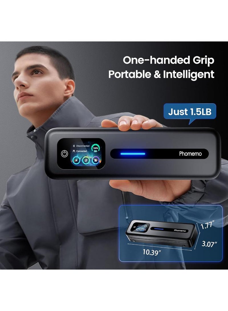 فوميمو طابعة محمولة مُحسّنة بشاشة تعمل باللمس، طابعة حرارية M832D A4 سوداء، لون أسود - Image 5