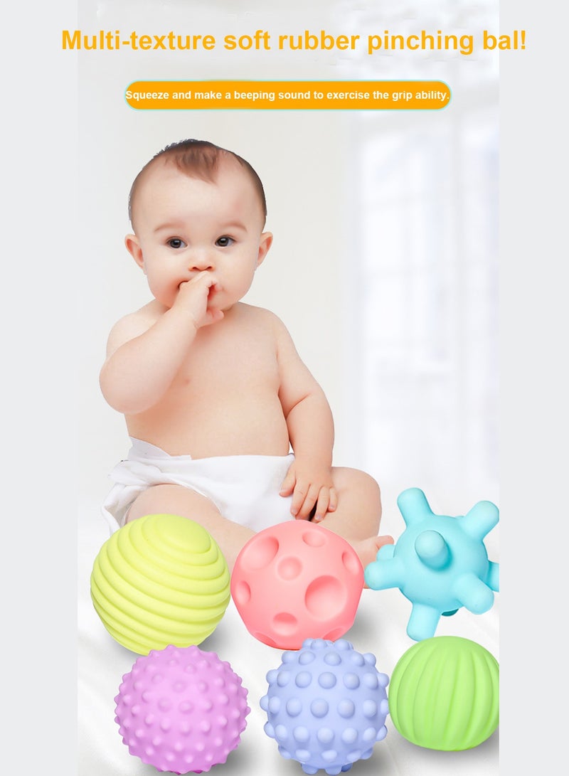 روعة 6 قطع من الكرات الحسية للأطفال من ألعاب مونتيسوري للأطفال مع أصوات، لعبة تعليمية مبكرة، مجموعات كرات ناعمة متعددة الملمس - Image 2