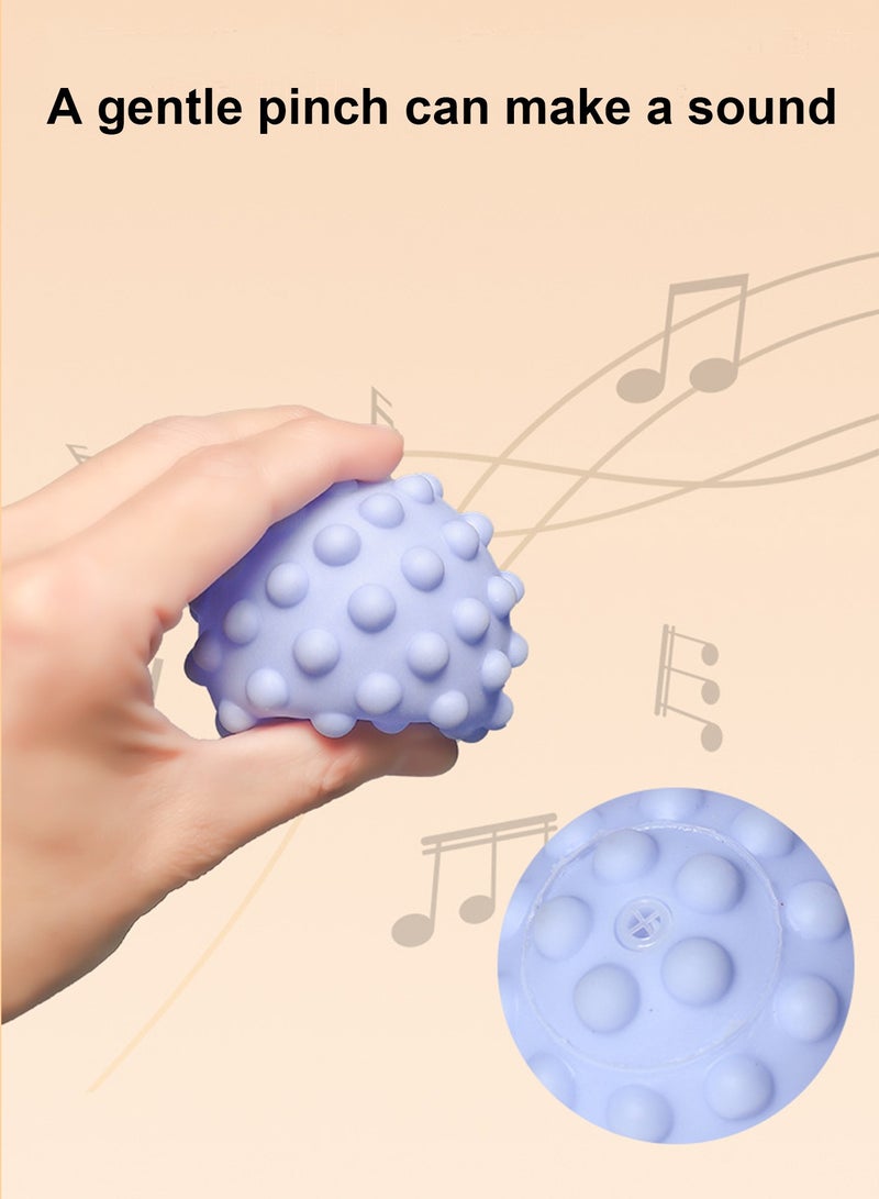 روعة 6 قطع من الكرات الحسية للأطفال من ألعاب مونتيسوري للأطفال مع أصوات، لعبة تعليمية مبكرة، مجموعات كرات ناعمة متعددة الملمس - Image 4