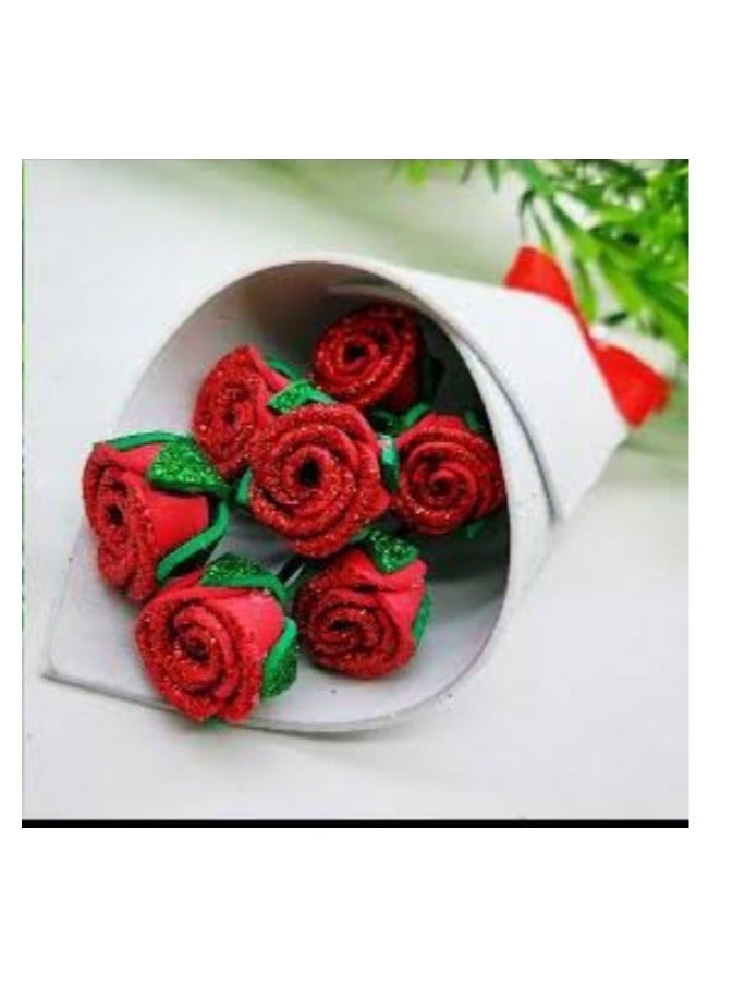 Glitter foam artificial roses flower bouquet gift for mother's day, valentine's day, love , mum, teacher, birthday - Image 1