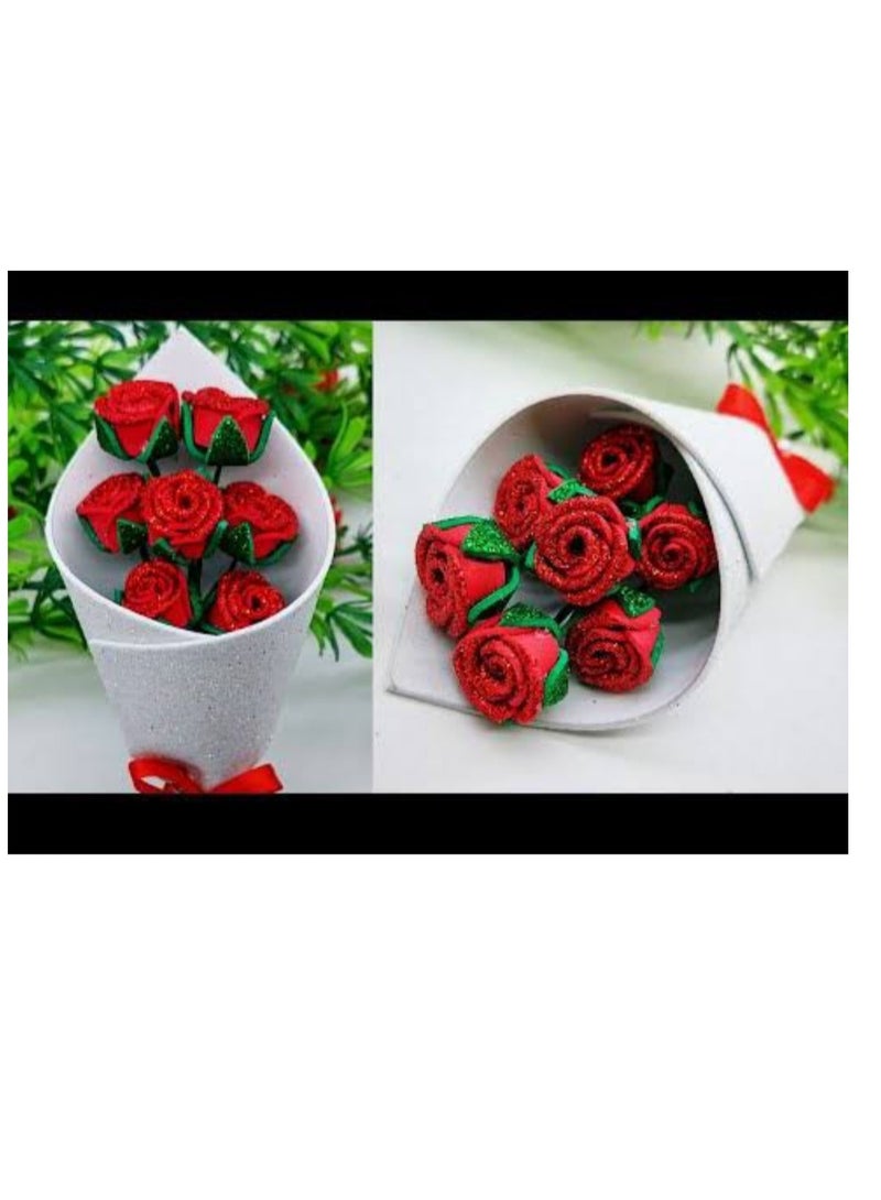Glitter foam artificial roses flower bouquet gift for mother's day, valentine's day, love , mum, teacher, birthday - Image 2