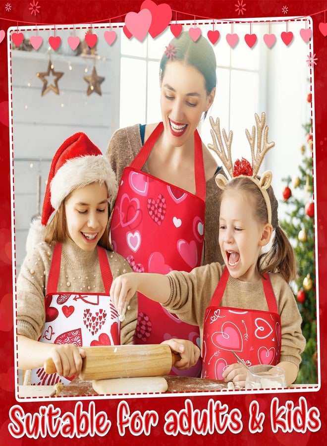 mzfoo 4 Pack Valentines Aprons - Heart Aprons for Women - Red - Large - Image 4