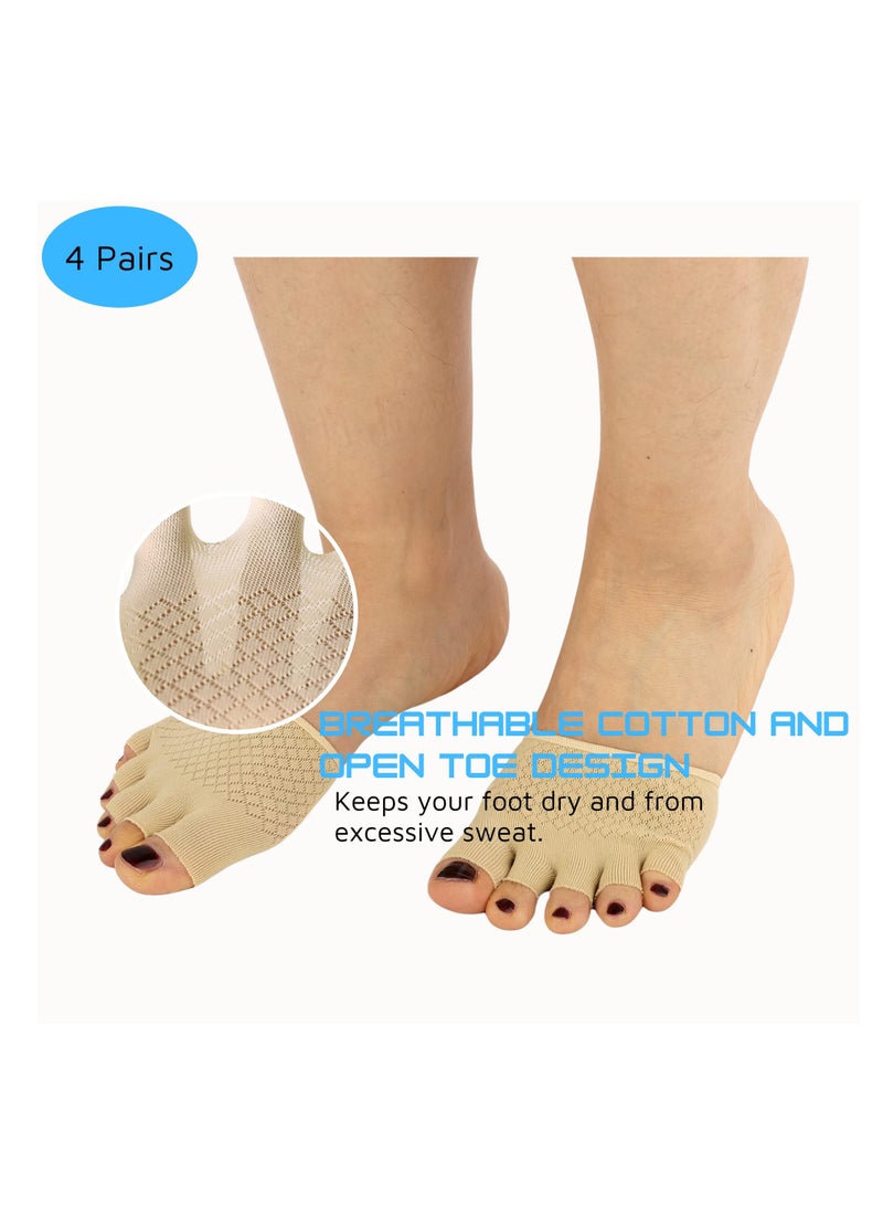 SYOSI 4 أزواج من الجوارب النسائية نصف المفتوحة، جوارب نسائية بدون كعب، جوارب نسائية مبطنة بفتحة أمامية، جوارب نسائية بدون كعب - Image 3