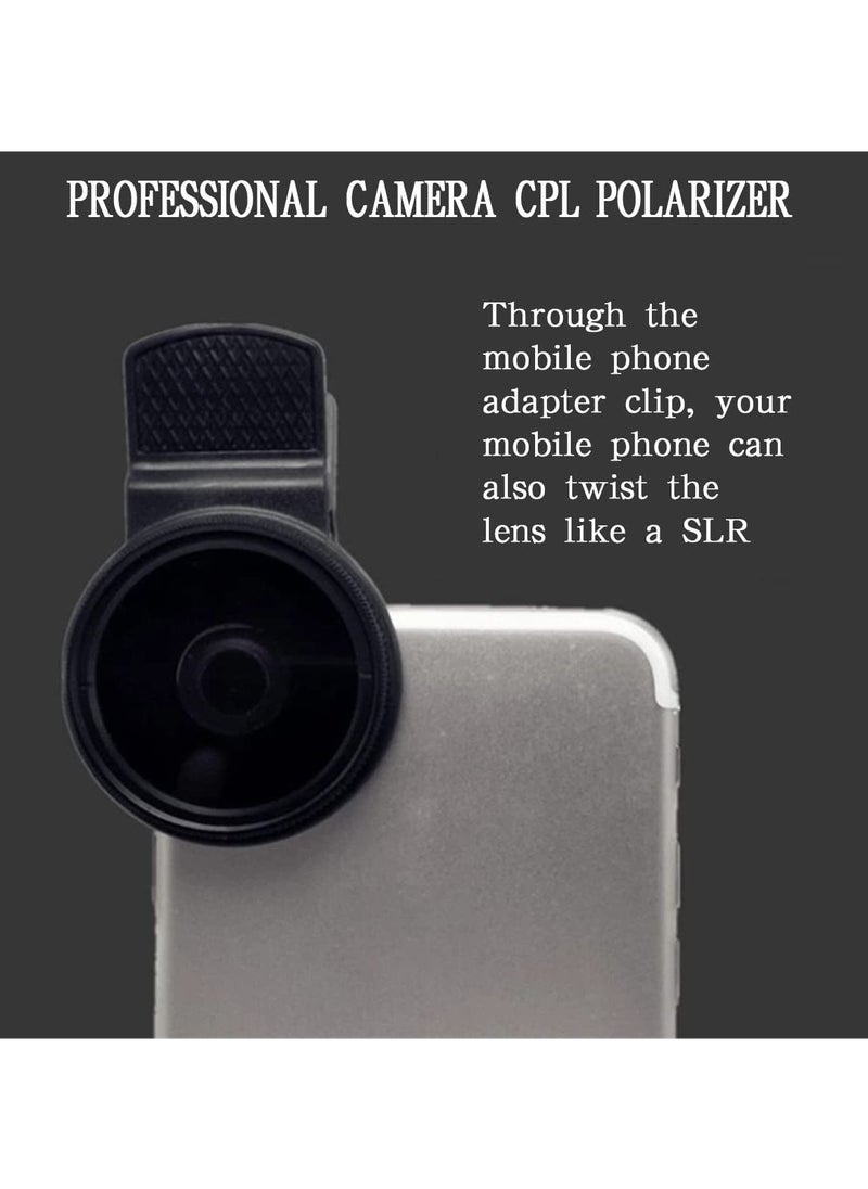 SYOSI - 37mm CPL Phone Camera Lens Large Aperture Universal Portable Polarizer Clip on Cellphone Cpl Filter for Most Mobilephone Models Mobile Camera Lens Video Camera External Single Reflex Polarizer - Image 1