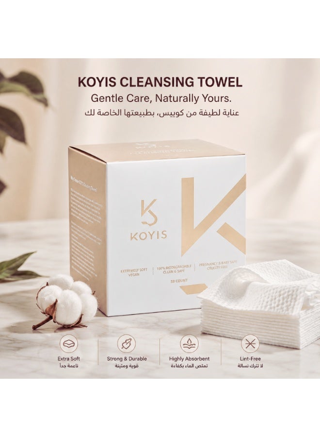 KOYIS Cleansing Towels, Thick Pearl-Textured Face Towels with Magnetic Flip-Top Box, Plant-Based Lint-Free Facial Wipes for Sensitive Skin, Face Cleansing, Makeup Removal & Daily Skincare - 1 Box - Image 2