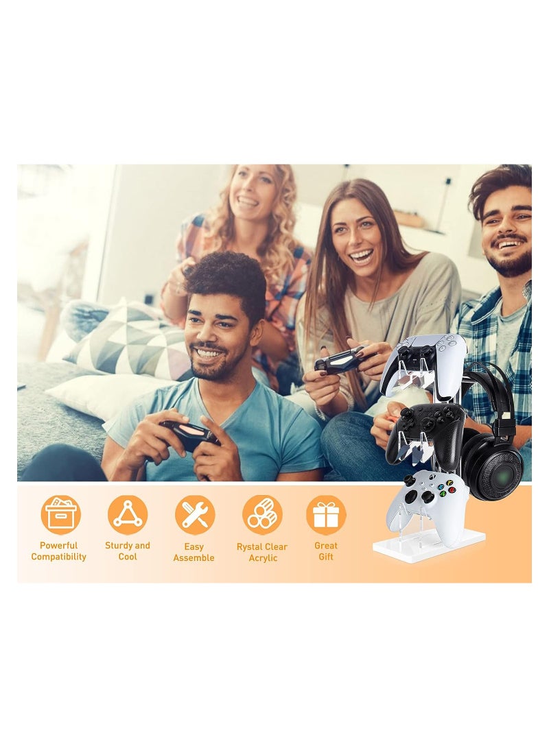 Universal 3 Tier Controller Holder and Headset Stand for PS5 PS4 Xbox ONE Switch STEAM, Controller Stand Gaming Accessories, Build Your Game Fortresses (White) - Image 3