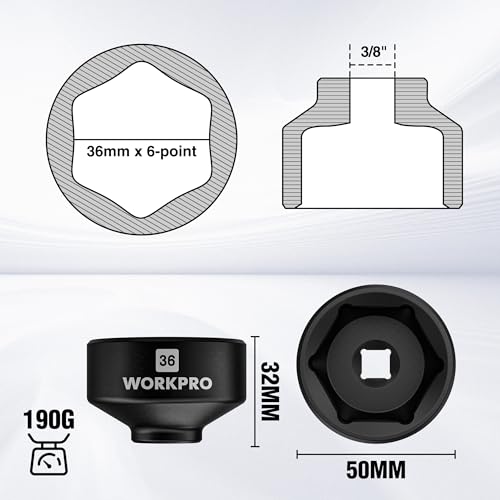 WORKPRO 36mm Oil Filter Socket Wrench, Oil Filter Removal Tool, Oil Filter Change Set, Ideal for Some Ford F250, BMW, Mini, Volvo, Audi, VW, Porsche Vehicles - Image 2