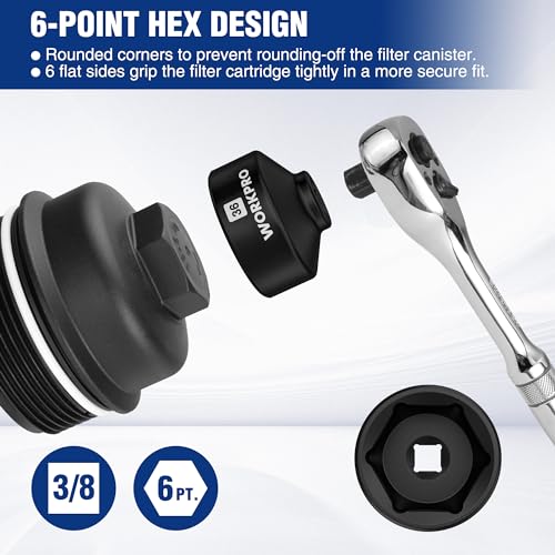 WORKPRO 36mm Oil Filter Socket Wrench, Oil Filter Removal Tool, Oil Filter Change Set, Ideal for Some Ford F250, BMW, Mini, Volvo, Audi, VW, Porsche Vehicles - Image 3