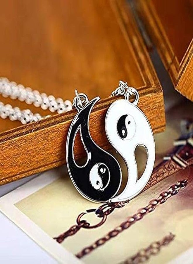 Ervio Yin Yang Necklace Pendant for Men Women | Matching Couples Friendship BFF Jewelry | Black White Tai Chi Pendant for Boyfriend Girlfriend | Stainless Steel Unisex Gift (2 psc) - Image 5