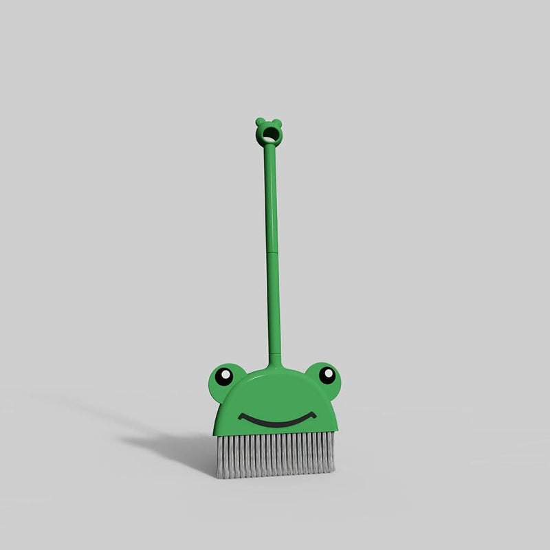 Educational Frog Shaped Toy Broom For Kids Pretend Play Plastic Cleaning Set - Image 3