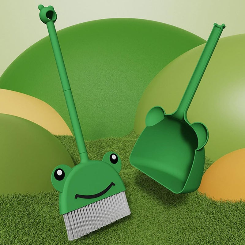 Educational Frog Shaped Toy Broom For Kids Pretend Play Plastic Cleaning Set - Image 4