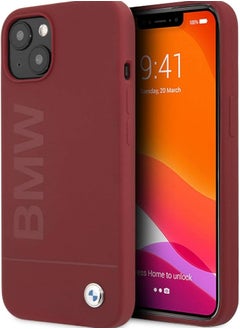 BMW Bmw liquid silicone case tone on tone metal logo for iphone 13 (6.1") - red  - Image 1