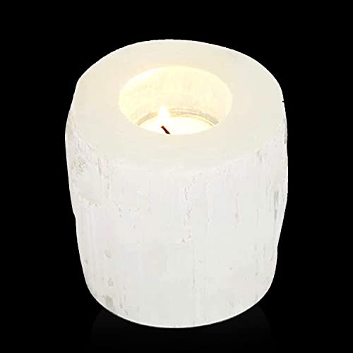 Himalayan Glow Selenite Crystal Candle Holder, Tea Light, Crystals and Healing Stones, Reiki, Chakra Decorative Candlestick Holder for Healing & Meditation -2 Lbs - Image 1
