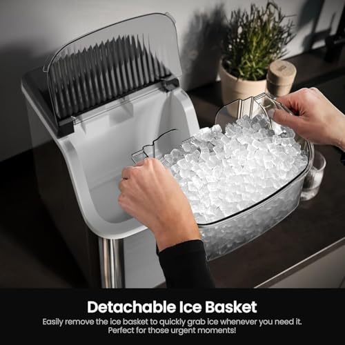 Kismile Nugget Ice Makers Countertop,Portable Ice Machine with Crushed Ice, 35lbs/Day,Self-Cleaning,One-Click Operation for Home Use(Silver) - Image 3