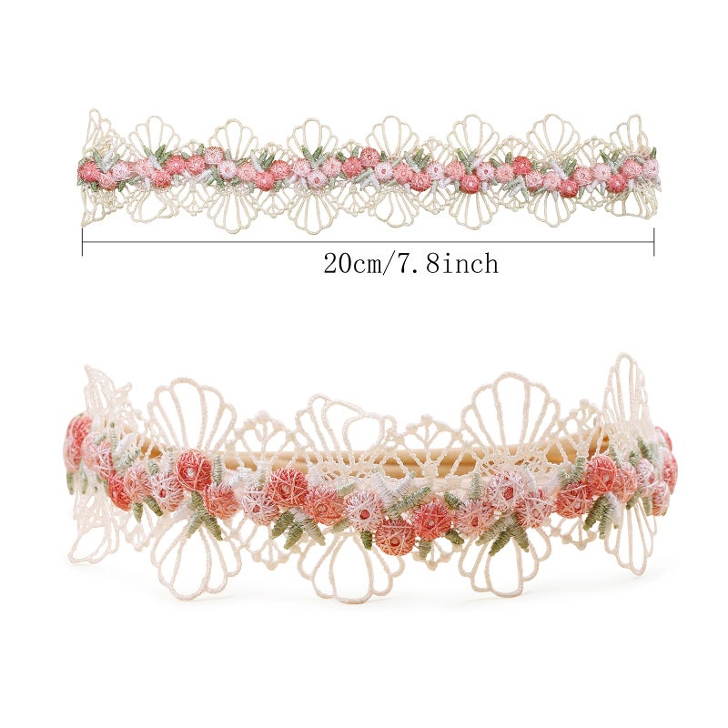 BFNAAgirl Baby Girl Floral Headband Nylon Flower Crown Elastic Hairband 3pcs Hair Accessories Gift for Girls (9561) - Image 2
