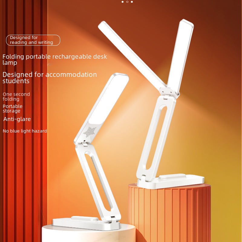 Three-Color Multifunctional Folding Table Lamp for Learning Portable Gift Eye Protection Bedroom Bedside Lamp Desk Home Student Dormitory(Pink double lamp [2000mAh for charging and inserting dual-use] delivery line) - Image 5
