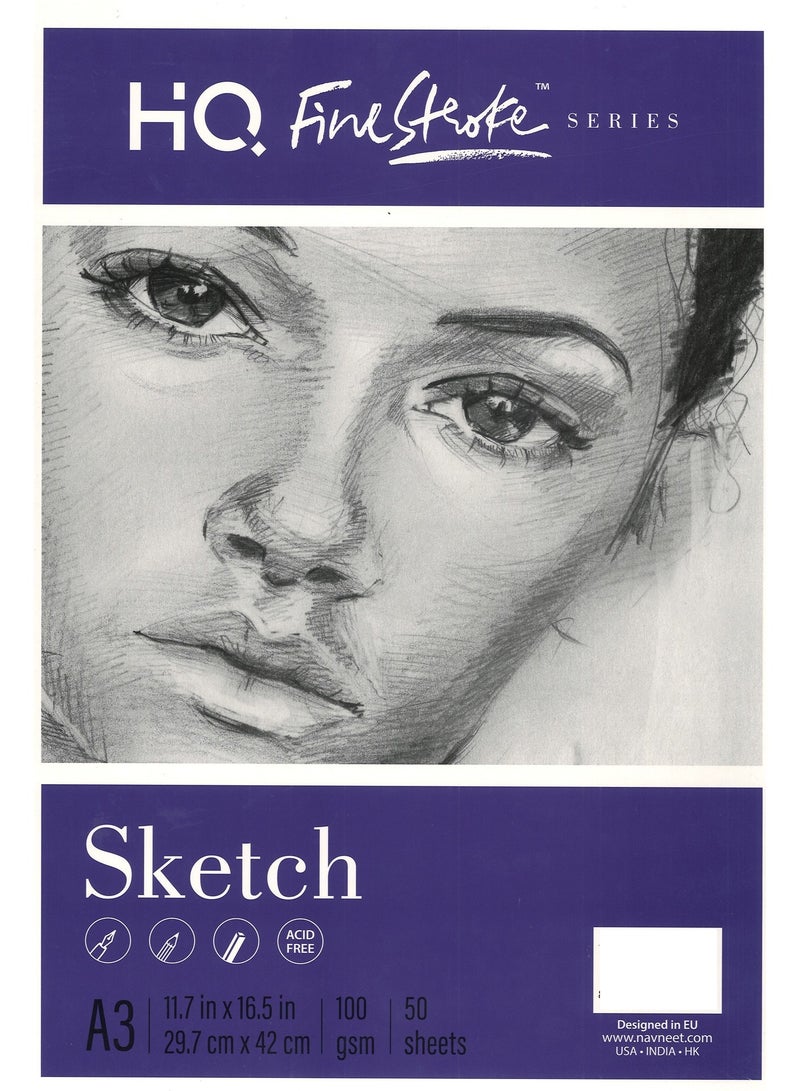 HQ A3 Size Sketch Pad 50 Sheets 100gsm Thickness - Image 1