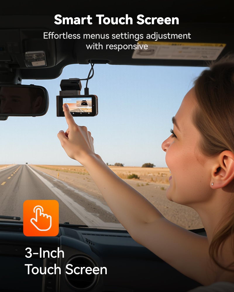 WOLFBOX X3 2.5K 1440P 60FPS Dash Camera, STARVIS 2 IMX675 with ADAS, 1440P+1080P Dual Dashcam Front and Rear Camera 5MP with Built-in 5.8GHz WiFi & GPS, 64GB Card, Touch Screen, G-Sensor, Loop Record - Image 5